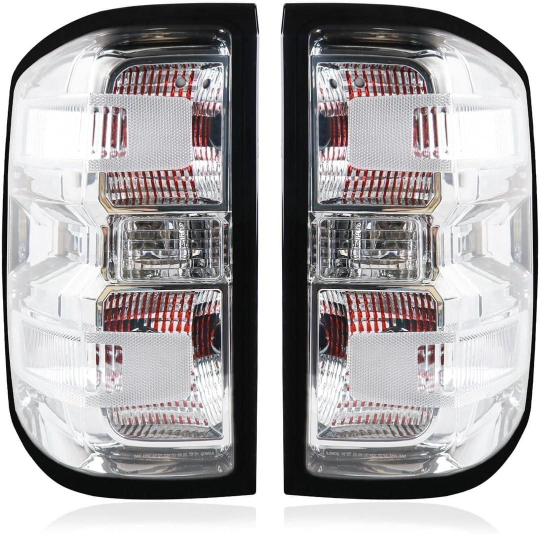 Tail Lights Compatible with 2014-2019 Chevy Silverado 1500 2500 3500 Halogen Type White Brake Rear Lamp Taillights