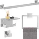 TURS Bathroom Hardware Set Brushed Nickel 4-Piece Towel Bar Set Include 24 Inch Towel Bar Towel Ring Towel Hook Toilet Paper Holder with Shelf Wall Mounted.
