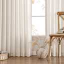 MIULEE Non-See-Through Privacy Linen Curtains 2 Panels, Light Filtering Window Curtains Farn House Textured Back Tab Semi Sheer Drapes for Bedroom Living Room, 52 x 96 Inches Long, Cream