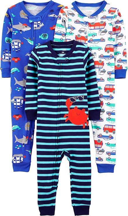 Simple Joys by Carter's Kids' 3-Pack Snug Fit Footless Cotton Pajamas 12 Months