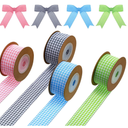 Chuangdi 4 Rolls Easter Wired Ribbons Gingham Plaid Buffalo Check Edge Ribbon Spring Polyester Decoration for Easter DIY Crafts Holiday Party Home Decor, 1 Inch, 22 Yards