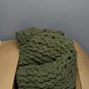 Chunky Knit Throw Blanket 50"X 60", 100% Handmade with Soft Chenille Yarn, 4.4lbs Thick Cable Knitted Blankets, Large Rope Knot Crochet Throws for Couch Sofa Bed Home Decor, Olive Green