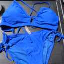 Blooming Jelly Womens Bikini Sets Two Piece Cheeky Swimsuits Curvy Cutout String Bathing Suits Royal Blue Medium