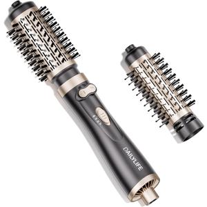 DAILYLIFE Rotating Hair Dryer Brush, 2 Brushes (1.5" & 2") Included, Blow Dryer Brush with Ionic Function, ALCI Safety Plug and Ceramic Coating (Gold)