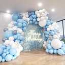 Blue and White Balloon Arch Kit, ADOINBY 140Pcs Pastel Light Blue and White Balloon Garland kit, 18 12 10 5 Inch Different Size Balloons for Baby Shower Birthday Gender Reveal Anniversary Decorations