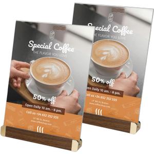 8.5 x 11 Menu Holder, Acrylic Table Menu Stand, Classic Wooden Sign Holder, Double Sided Display Table Top Paper Holder, for Bar, Cafe, Restaurant, Store, Certificate, Document (Vertical, 2Pack)