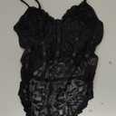 Milumia Women's Sexy Sheer Mesh Lace Bodysuit Spaghetti Strap Bustier Corset Tops Rave Party Club (Medium, All Black)