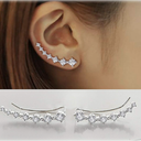 Sterling Silver Climber Earrings for Women 7 Crystals Ear Cuffs Cartilage Hypoallergenic Jewelry Dainty Fashion Birthday Gift for Women