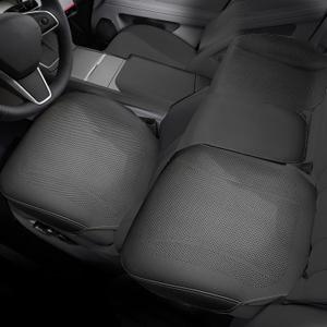 3 Packs Nappa Leather Front & Rear Seat Covers for Tesla Model Y/3 Highland/Juniper 2025 2026 Interior Accessories, Breathable All-Season Non-Slip Bottom Seat Protectors Cushion (Black)