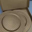 13 Inch Antique Gold Charger Plates Set of 6 Round Plastic Plates Matte Finish Faux Rattan Woven Texture Charger plates for Wedding Party Christmas (537)