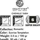 Super Bulky Chenille Yarn #6 for Crocheting & Knitting Soft, Chunky, Fluffy Yarn Ideal for Baby Blankets, Plush Toys, Amigurumi, DIY Crafts, Cozy Accessories (Sunrise Temptation)