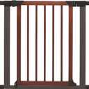 MidWest Homes for Pets 29-Inch Tall Pet Gate with Textured Graphite Frame and Decorative Wood Door, Expands to 38 Inches Wide, Includes 3-inch Extensions