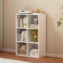 OSCHF 6-Cube Storage Shelf Bookcase - Wooden 3-Tier Floor Standing Open Bookshelf for Home and Office, Display Cabinet, Warm White