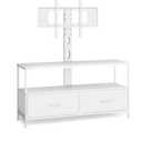 HOMEKOKO 43 Inch TV Stand for TVs up to 55 Inch with Storage Shelves, 2 Tiers TV Console with Fabric Drawers, Steel Frame Entertainment Center for Living Room, Bedroom (White)
