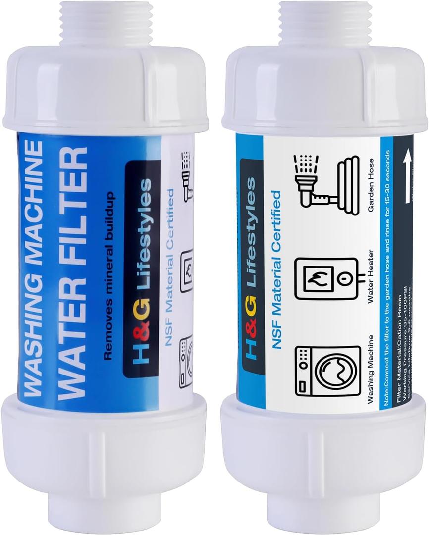 H&G Lifestyles Inline Sediment Anti-Scale Filter, Water Hose Filter, Reduce Water Hardness,with 3/4" GHT Prevents Scale Build Up On Washing Machine Water Heater Patio Swamp Cooler and Plant 2 Packs