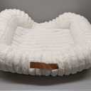 Washable Dog Bed for Medium Dogs  Soft Plush Calming Puppy Bed with Anti-Slip Bottom & Portable Handle, Orthopedic Rectangle Anti-Anxiety Pet Bed for Kennel/Crate, 30"x24"x5", Cream