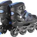 Inline Skates Adjustable Fitness Roller Temples for Adults Kids Beginners Unisex Black Blue Pink Red Size S M L (Blue #93)