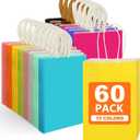 MITINU 60PCS Paper Gift Bags, 5.8"x3.2"x8.25" Party Favor Bags Bulk Rainbow Goodie Small Gift Bags with Handles for Kids Birthday Baby Shower Crafts Wedding Party Supplies (15 Colors)