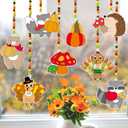 WorldBazaar 24 Sets Thanksgiving Suncatchers Craft Ornament Thanksgiving Animal Window Paint Art Suncatchers Craft Kits for Kids Fall Suncatcher Decorations Classroom Harvest Party Arts and Crafts