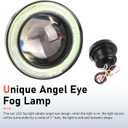2 PCS Fog Lights LED, 3 Inch Angel Eye Halo LED Fog Light with COB Chip, Super Bright White Driving Light Kit, Universal for Most Cars, Trucks, SUVs (Ice blue light)