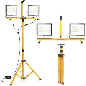 21000 Lumen LED Work Light with Stand, 2-Head Adjustable Lights with 16.5FT Extended Cord, IP65 Waterproof Work Lamp for Indoor & Outdoor Job Sites, Workshops, Construction, Garage Lighting