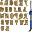 Wood Burning Letters Tips,Uppercase Alphabet HotStamps Set for Branding and Personalization of Wood, Leather, and Other Surfaces With Pen