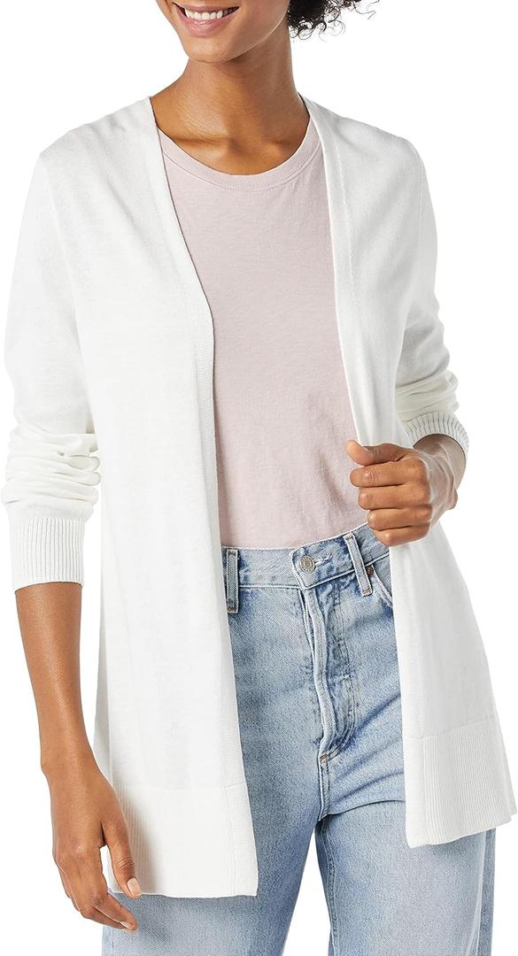 Amazon Essentials Women's Lightweight Open-Front Cardigan Sweater (Medium, Ivory) Amazon Essentials Women's Lightweight Open-Front Cardigan Sweater (Medium, Ivory)