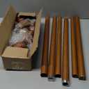 2 Pack Dark Brown Wood Curtain Rods for Windows 28 to 48 Inch, 1'' Adjustable Heavy Duty Curtain RodVintage Imitation Wood Decorative Drapery Rods with Pumpkin Finials for Bedroom Living Room