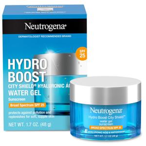 Neutrogena Hydro Boost City Shield Water Gel Face Moisturizer with Broad Spectrum SPF 25, Hydrating Facial Sunscreen with Hyaluronic Acid, Oil-Free and Non-Comedogenic Face Lotion, 1.7 oz, Expiration Date 01/2028