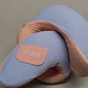 SPUER 2in1 Ergonomic Memory Foam Travel Neck Pillow – Upgrade Travel Pillow for All Sleep Positions on Flights, Road Trips, and Long Distance Travel with Drawstring Bag (Adjustable  Blue and Pink)