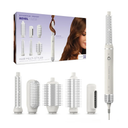 Sharper Image Revel 6-in-1 Airflow Hair Styler – Ionic Multi-Styler with Curling Wand, Detangler, Volumizing & Smoothing Brushes| Air Wrapping Styling Tool| Hot Brush| Straight & Curly Hair Product