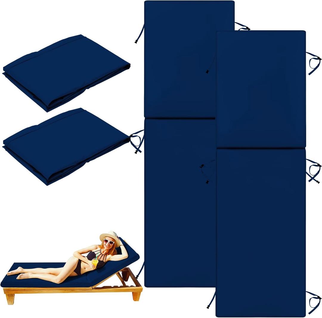 Outdoor Chaise Lounge Cushions Covers for Patio (Not Includes Cushion(Navy Blue, 72"x 22"x 3"-2Pcs)