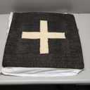 Creative Co-Op Wool Blend Pillow with Swiss Cross, Black and Cream