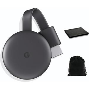 Google Chromecast - Streaming Device with HDMI Cable - Stream Shows, Music, Photos, and Sports from Your Phone to Your TV, Includes Pouch and Cleaning Cloth (Japan Version) - Compatible with US