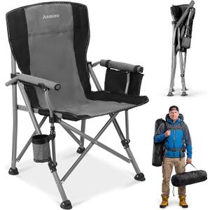 Heavy Duty Folding Camping Chair for Camp, Picnic, Lawn, Fishing
Adjustable Back; Weight Capacity 400 LBS;Hard Arm Portable Chair;Cup Holder;Storage Bag;carrying bag