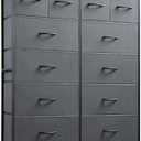 WLIVE 12 Drawer Tall Fabric Dresser Bedroom Storage Chest, Dark Grey