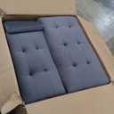 Shintenchi Futon Sofa Bed, Velvet Foldable Couch Reclining Sleeper w/Removable Armrests, Upholstered Loveseat w/Folding Cup Holders for Home, Office, Dark Gray