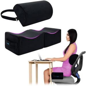 AOSSA BBL Pillow After Surgery, Brazilian Butt Lift Booty + Back Support Cushion, Foam Butt Pillows for Sitting Driving, Travel Lifting Seat Cushion, Post Surgery Wedge Pillow, BBL Recovery Kit (Black)