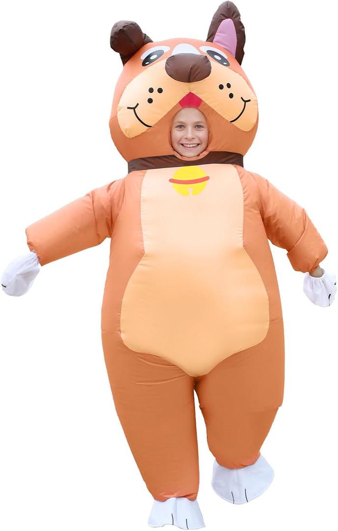 Inflatable Costume for Kids Dog Halloween Costumes for Kid Funny Bulldog Blow Up Costumes for Boys Girls Cosplay Party