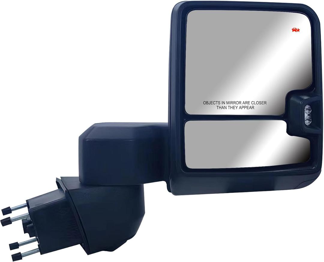 Passenger Right Side Door Towing Mirror Power and Heated with Signal Light and BLIS Black Back Cover For Chevrolet Silverado GMC Sierra 2500HD 3500HD from 2019 to 2024