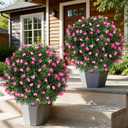 23 Inch Tall Artificial Plants Outdoor, Set of 2 with Ground Spikes for Easy Installation, UV Resistant & Fade-Proof Fake Plants for Outdoor Yard, Garden, Front Porch, Indoor Planters Decor