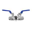Beduan 304 Stainless Steel Hose Splitter 2 Way Y Garden Hose Bib Splitter with Long Handle Water Hose Ball Shut Off Valve 3/4 GHT Threaded