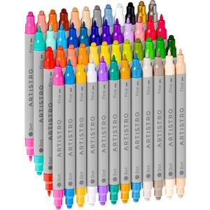 ARTISTRO 48 Acrylic Paint Markers for Rock, Fabric, Wood, Glass, Craft, Decoration - Dual-Tip Paint Pens - Stocking Stuffers, Christmas Gift Idea for Teens, Grandkids, Kids - Art Supplies
