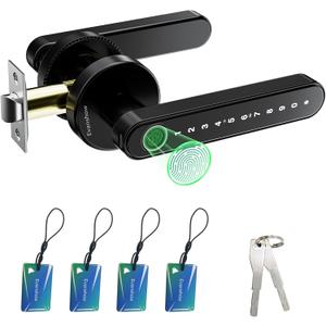 Fingerprint Door Lock Biometric Door Knob with Keypad Keyless Entry, Door Locks for Bedrooms, Home Hotel Office Apartment Black