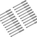 uxcell 20 Pcs Slotted Screwdriver Bits 4mm 3" Length 1/4" Hex Shank Magnetic Flat Head Drive Bit Holder for Power Screwdriver Drill Impact Driver