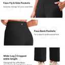 G4Free EverGoing Wide Leg Ankle Pants for Women 7/8 Length Yoga Dress Pants High Waist Stretch with Pockets Casual Work (Black, M)