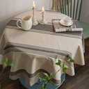 ArtBud Brown Burlap Cotton Linen Table Clothes Farmhouse Tablecloth Striped Picnic Table Cover Heavy Fabric Table Top Coffee Kitchen Dcor Round 60 inch
