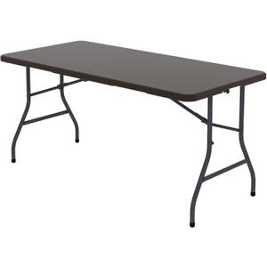 5 FT Folding Table, 400 lb Heavy Duty Plastic Table with Carrying Handle, Brown