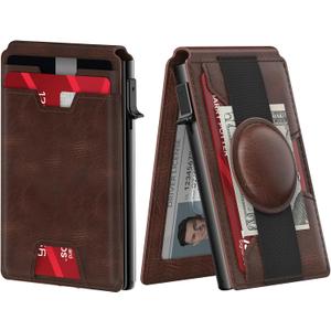 typecase Wallet for Men with AirTag Holder: Stealth Pocket for Apple Air Tag, Genuine Leather, RFID Blocking, Smart, Slim, Minimalist - 13 Card Capacity | ID Window | Cash Slot (Brown)