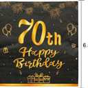 36PCS Happy Birthday Decorations Black Gold Party Supplies Set Includes Disposable Paper Birthday Plates and Napkins for 70th Decorations